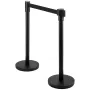 Crowd Control Stanchion, Set of 6 Pieces Stanchion Set, Stanchion Set with 6.6 ft/2 m Black Retractable Belt, Black Crowd Contro