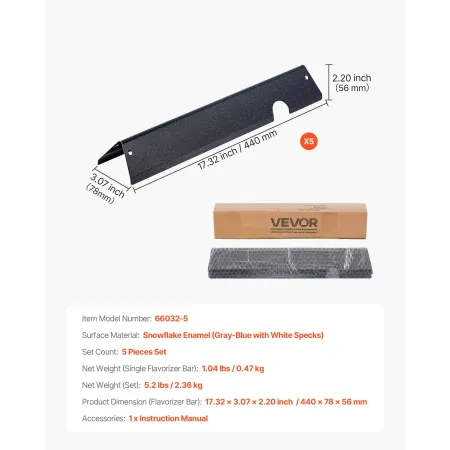 VEVOR Flavorizer Bars, 44cm Grill Replacement Part, for Weber Genesis ll 310 315 335 340, E/S 325s, ES/SX 325s, E/S 335, EX/SX/E