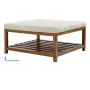 Large Square Ottoman Coffee Table, 87.5 cm Tufted Coffee Table with Solid Wood Shelf Storage, Linen Solid Upholstered Footrest O