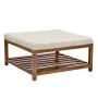Large Square Ottoman Coffee Table, 87.5 cm Tufted Coffee Table with Solid Wood Shelf Storage, Linen Solid Upholstered Footrest O