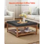 Large Square Ottoman Coffee Table, 34.5 Inch Tufted Coffee Table with Solid Wood Shelf Storage, Linen Solid Upholstered Footrest