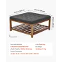 VEVOR Large Square Ottoman Coffee Table, 34.5 Inch Tufted Coffee Table with Solid Wood Shelf Storage, Linen Solid Upholstered Fo