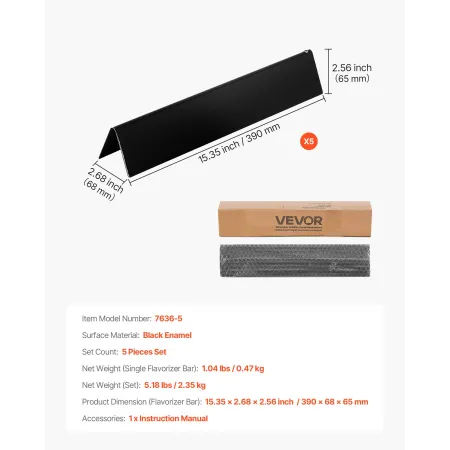 VEVOR Flavorizer Bars, 39cm Grill Replacement Part, for Weber Spirit I & II 300 Series Grills, Including Spirit E-310, ll S-310,