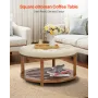 VEVOR Large Round Ottoman Coffee Table, 81 cm Tufted Coffee Table with Solid Wood Shelf Storage, Linen Solid Upholstered Footres