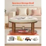 VEVOR Large Round Ottoman Coffee Table, 81 cm Tufted Coffee Table with Solid Wood Shelf Storage, Linen Solid Upholstered Footres