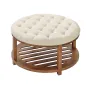 VEVOR Large Round Ottoman Coffee Table, 81 cm Tufted Coffee Table with Solid Wood Shelf Storage, Linen Solid Upholstered Footres