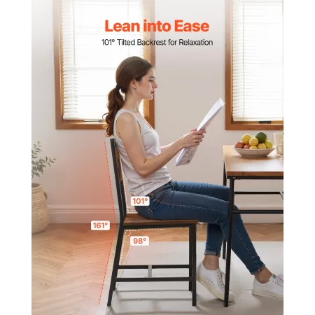 VEVOR Dining Chairs Set of 2, Wooden Table Chairs with Metal Frame and Backrest, Easy to Assemble Leather Side Chair, Modern Far