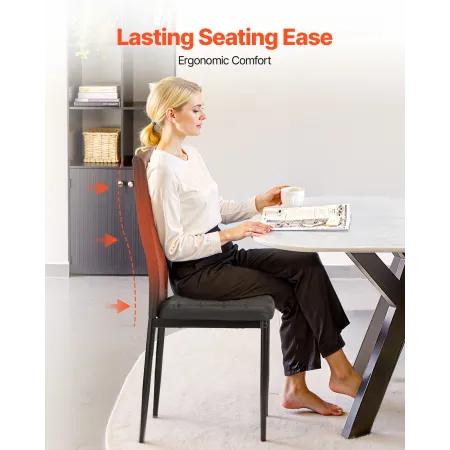 VEVOR Moderne spisestue accentstole Sæt med 4, polstret lædersidestol til spiseborde, pladsbesparende køkkenbord Ch