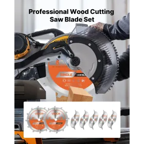 VEVOR Dado Blade Set, 203 mm Diameter, 12 Sharp Alloy Teeth, 15.875 mm Arbor, Fine Finish, Stacking Dado Blades with Chippers an