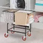 Wire Laundry Cart, 2.8Bushel Wire Laundry Basket with Wheels, 26.7''x21.7''x26.4'' Commercial Wire Laundry Basket Cart, Steel Fr