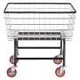 Wire Laundry Cart, 2.8Bushel Wire Laundry Basket with Wheels, 26.7''x21.7''x26.4'' Commercial Wire Laundry Basket Cart, Steel Fr