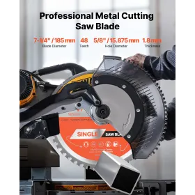 VEVOR Circular Saw Blade, 185 mm Diameter, 48 Sharp Alloy Teeth, 15.875 mm Arbor, Fine Finish, Metal Cutting Blade for Circular 