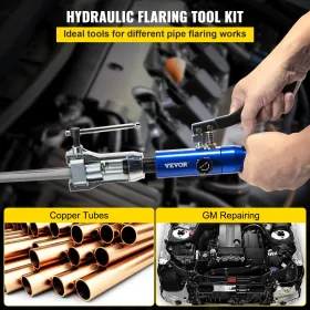 Hydraulic Flaring Tool Kit, 45° Double Flaring Tool, Brake Repair Brake Flaring Tools for 3/16"-1/2", Brake Flare Tool with Tube
