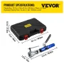 Hydraulic Flaring Tool Kit, 45° Double Flaring Tool, Brake Repair Brake Flaring Tools for 3/16"-1/2", Brake Flare Tool with Tube