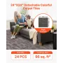 VEVOR Carpet Tiles Reusable 610x610 mm, 24 PCS Modular Carpet Square Rug, Commercial Floor Soft Padded for Seamless Cover 8.9㎡,