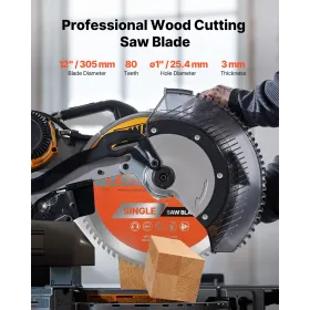 VEVOR Circular Saw Blade, 305 mm Diameter, 80 Sharp Alloy Teeth, 25.4 mm Arbor, Fine Finish, Wood Cutting Blade for Circular Saw