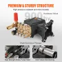 VEVOR Pressure Washer Pump, 25.4 mm Shaft Horizontal Triplex Plunger, 4400 PSI, 4 GPM, Replacement Power Washer Pumps Kit, Parts