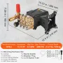 Pressure Washer Pump, 25.4 mm Shaft Horizontal Triplex Plunger, 4400 PSI, 4 GPM, Replacement Power Washer Pumps Kit, Parts Washe