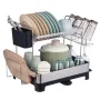 Dish Drying Rack, 2 Tier Large Capacity Dish Drainers, Rustproof Stainless Steel Dish Drainer with Drainboard, Storage Space Sav