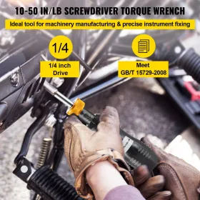1/4" Drive Torque Screwdriver Wrench Set, 10-50 in-lbs Torque Adjustment Range, Torque Range Accurate to ±5%, 5 in-lb Increment 