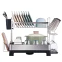 Dish Drying Rack, 2 Tier Large Capacity Dish Drainers, Rustproof Stainless Steel Dish Drainer with Drainboard, Storage Space Sav