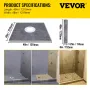 VEVOR Shower Curb Kit, 121.9 x 121.9 cm Watertight Shower Curb Overlay with 10.2 cm ABS Central Bonding Flange,10.2 cm Stainless