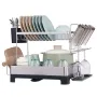 Dish Drying Rack, 2 Tier Large Capacity Dish Drainers, Rustproof Stainless Steel Dish Drainer with Drainboard, Storage Space Sav