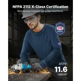 VEVOR FR Shirts, Flame Resistant Long Sleeve Clothing Lightweight 7 oz Breathable Cotton, Men's Fire Retardant Work Shirt with P