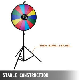 24â€ Color Prize Wheel Tripod Floor Stand Color Prize Wheel 14 Slots Dry Ease Fortune Spinner Fortune Spinning Game