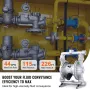 Air Operated Double Diaphragm Pump, 44GPM, Max 115PSI Air Waste Oil Pneumatic Transfer Pump with 2 Extra Diaphragms, 3.8cm Inlet