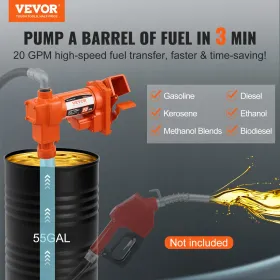 Fuel Transfer Pump, 12V DC 20 GPM 1/4 HP, High Flow Cast Iron Gasoline Extractor Pump with Fuel Collection Box Design for Gasoli