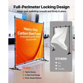 Step and Repeat 8'x8'- 10'x8' Backdrop Banner Stand Adjustable Telescopic Height and Width Retractable Banner Stand with