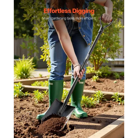 VEVOR firkantet skovl, 122 cm kraftig flad skovl, overførselsskovle med klinge af legeret stål og skridsikkert D-håndtag,