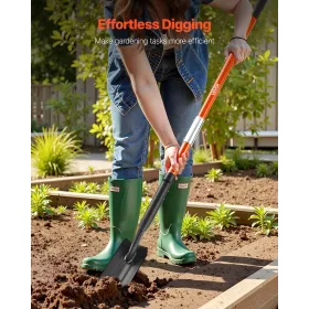 Trench Shovel, 10.4 cm Blade Heavy-Duty Trenching Shovel, Narrow Spade Trench Digger with Fiberglass Handle and Non-Slip Grip, f