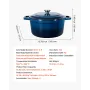 VEVOR Enameled Cast Iron Dutch Oven, 5.7L Pot with Lid and Dual Handles, Heavy-Duty Durable Cookware Pan, Oven Induction Compati