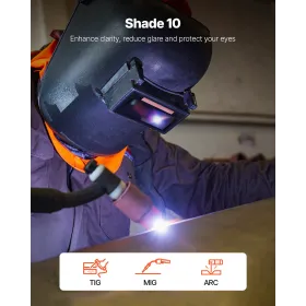 VEVOR Auto Darkening Welding Lens 108 x 51 mm, Shade 10 True Color Welding Lens with Dual Arc Sensors, Compatible with Most Weld