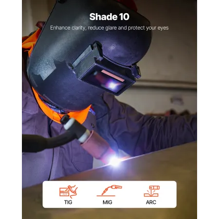 VEVOR Auto Darkening Welding Lens 108 x 51 mm, Shade 10 True Color Welding Lens with Dual Arc Sensors, Compatible with Most Weld