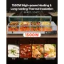 VEVOR Commercial Food Warmer, 1500W Electric Stainless Steel Steam Food Warmer with Glass Cover, 4-Pan Countertop Buffet Bain Ma