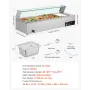 VEVOR kommerciel madvarmer, 1500 W elektrisk dampvarmer i rustfrit stål med glasdæksel, 4-pandes bordplade Buffet Bain Ma