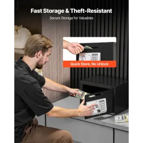 VEVOR 0.6 Cubic Feet Drop Safe, Drop Slot Safe Box with Password and Turn Knob, Heavy Duty Compact Cash Depository Box with a Fr