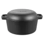 Cast Iron Dutch Oven, 2-in-1 Pre-Seasoned Pot with Skillet Lid, 4.7L Cookware Pan with Proofing Basket, Bread Baking Accessories