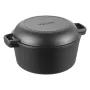 Cast Iron Dutch Oven, 2-in-1 Pre-Seasoned Pot with Skillet Lid, 4.7L Cookware Pan with Proofing Basket, Bread Baking Accessories