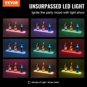 Wall Mounted LED Lighted Liquor Bottle Display Home Bar Shelf  24" 1-Step
