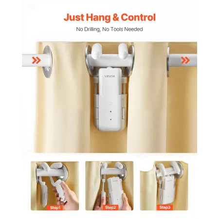 VEVOR Automatic Curtain Opener, APP and Remote Control, Hub Included, Electric Smart Curtain Opener Compatible with Alexa and Go