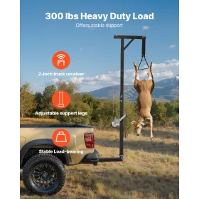 VEVOR Truck Hitch vildthejs, 300 lbs lastekapacitet, jagt hjortehejs med 2-tommers modtager, 360-graders drejeaksel og justerbar