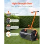 Compost Spreader, 24 in Wide Peat Moss Spreader with T Shaped Handle, 3 Heights Adjustable, Powder-Coated Steel Garden Peat Moss