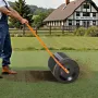 Compost Spreader, 24 in Wide Peat Moss Spreader with T Shaped Handle, 3 Heights Adjustable, Powder-Coated Steel Garden Peat Moss