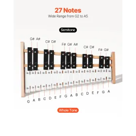 Klokkespil Xylophone, 27 toner, Professionelt Xylophone