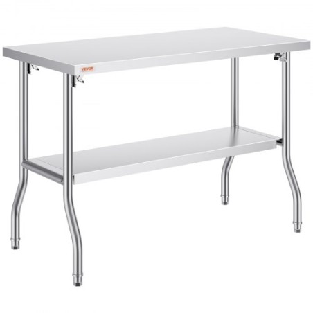 Commercial Worktable Workstation 48 x 24 Inch Folding Commercial Prep Table, Heavy-duty Stainless Steel Folding Table with 772