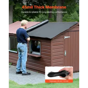 Roll Roofing, 15 x 25 ft, 45 mil EPDM Rubber Roofing, Long Lifespan & Weather-resistant, Withstands Harsh Temperatures, Flexible